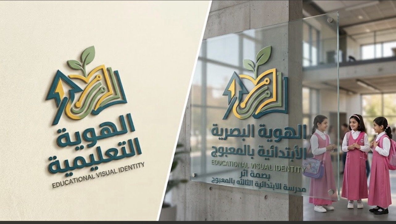 بصمة اثر للإعلام والإنجازات التعليمية - الهوية البصرية للمدرسة الابتدائية الثالثة بالمعبوج